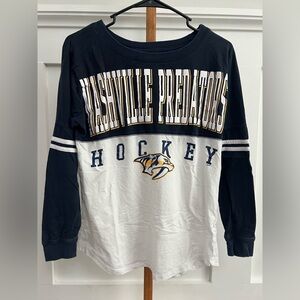 NHL Nashville Predators Hockey 5th & Ocean Navy Blue Long Sleeve Shirt sz Med